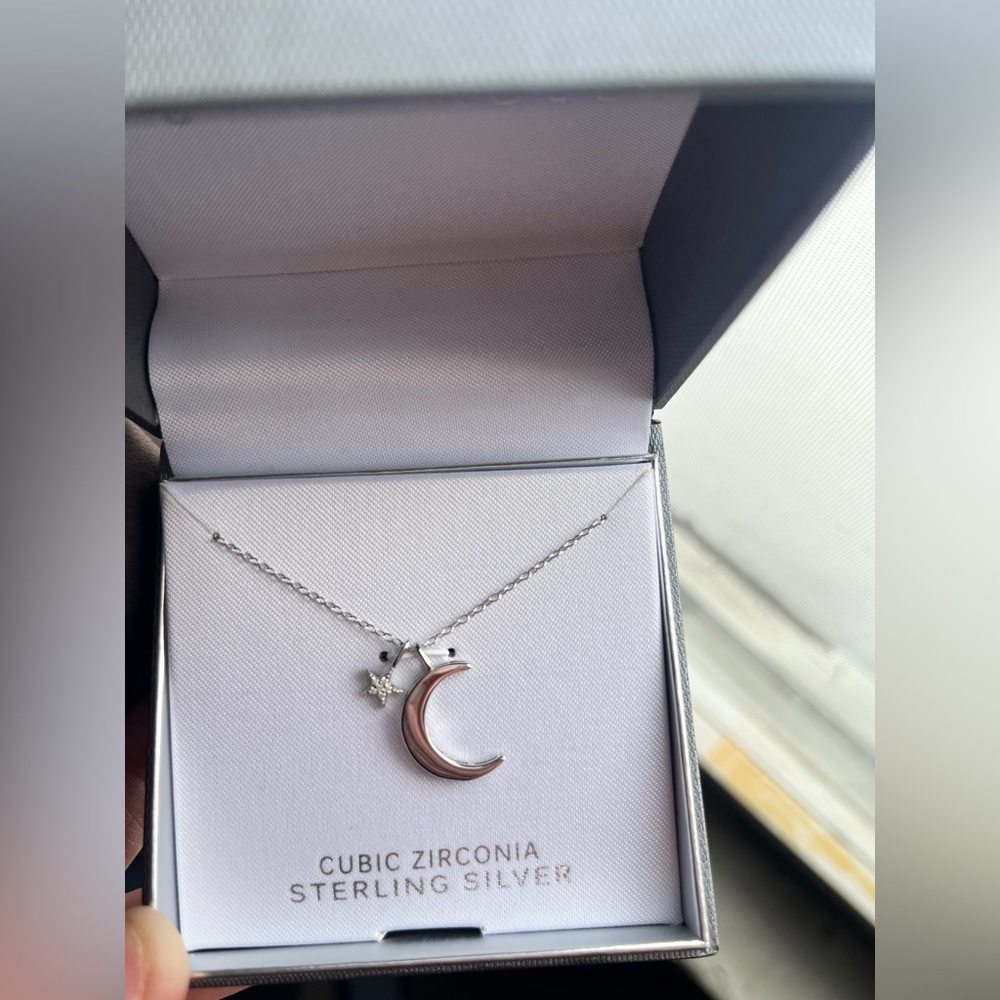 Primrose moon and star cubic zirconia necklace